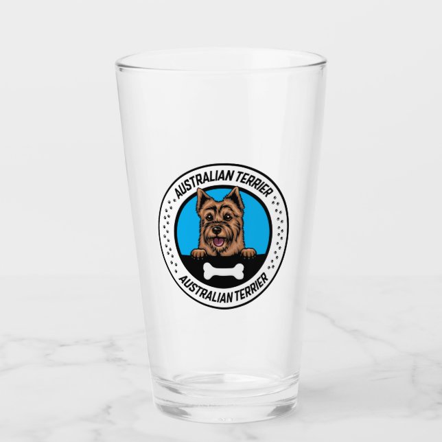 Copo De Pint Crachá de Ilustração Terrier Peeking da Austrália (Frente)