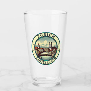 Copo De Pint Crachá de Viagem de Ilustração de Suiça Zurique