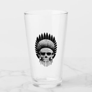 Copo De Pint Crânio Índio Negro E Branco