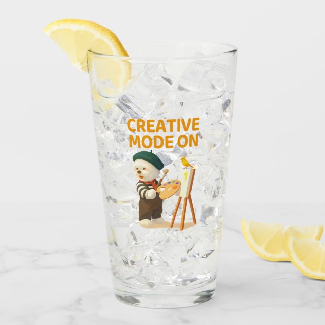 Copo De Pint Creative Mode On: Painter Bichon Dog Artist Art (Gelo frontal)