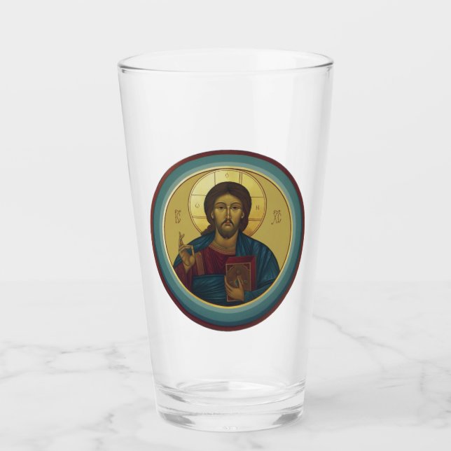 Copo De Pint Cristo Pantocrator Bizantino Arte de Mosaico Redon (Frente)