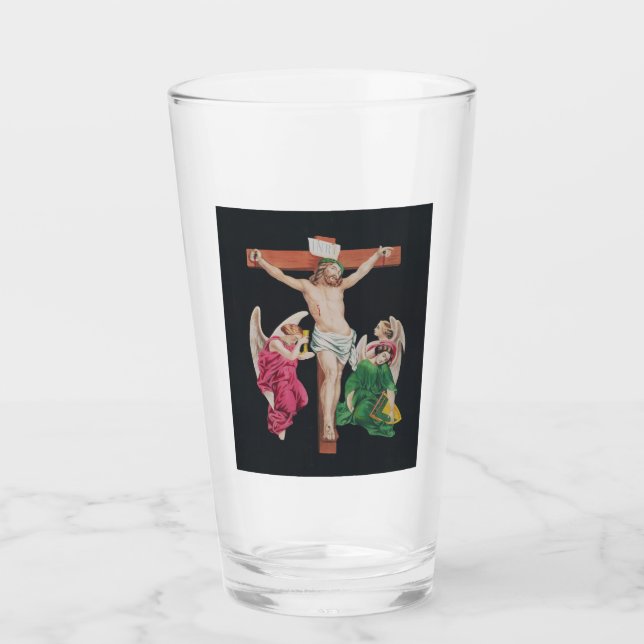 Copo De Pint Crucificação medieval do Cristo de Jesus (Frente)