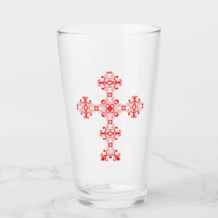 Copo De Pint Cruz com ornamento vermelho