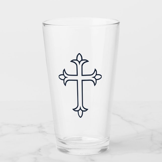 Copo De Pint Cruz Cristã Clássica Arte Minimalista Fina (Frente)