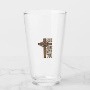 Copo De Pint Cruz de Bruh Jesus Te Ama Vintage Vetor Cristão
