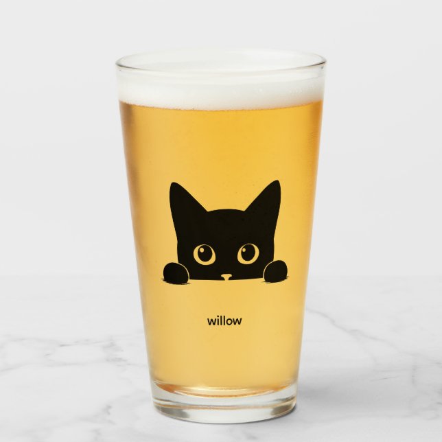 Copo De Pint Custom Cute Cat Pet Name (Frente (Preenchido))
