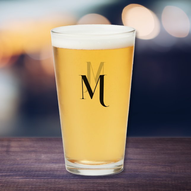Copo De Pint Custom Modern Typography Monogrammed Beer Glass (Custom Modern Typography Monogrammed Beer Glass)