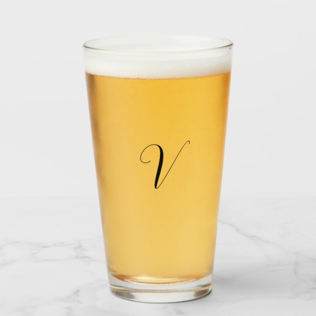 Copo De Pint Custom monogram script initial (Frente (Preenchido))