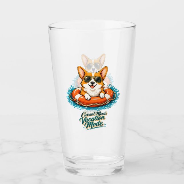 Copo De Pint Cute Corgi "Vacation Mode" Summer Design (Frente)