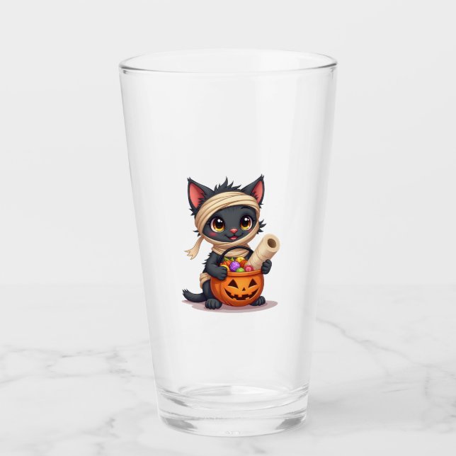 Copo De Pint Cute Halloween Black Cat Pumpkin Trick or Treat Gi (Frente)