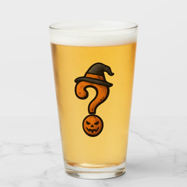 Copo De Pint Cute Pumpkin Halloween Question Mark Beer Mug (Frente (Preenchido))