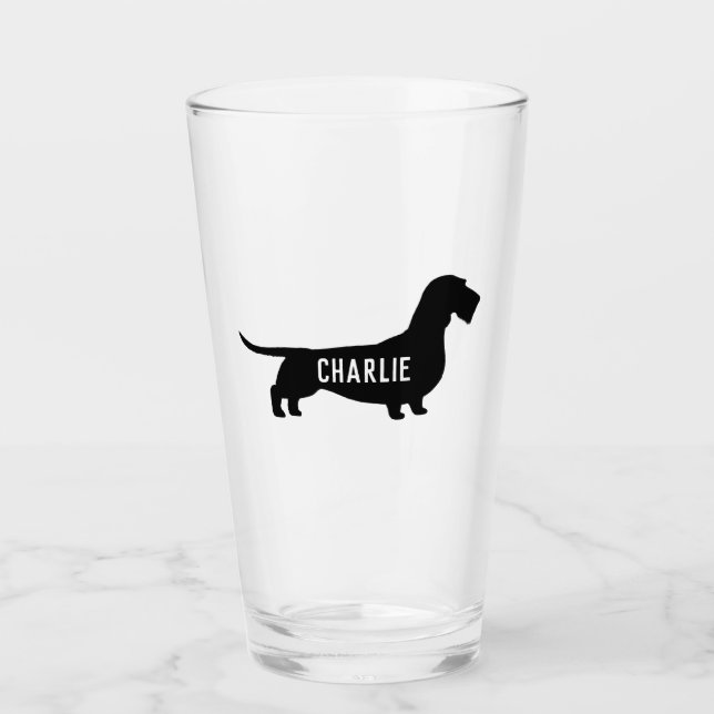 Copo De Pint Dachshund Silhouette Wiener Dog Lover com fio (Frente)
