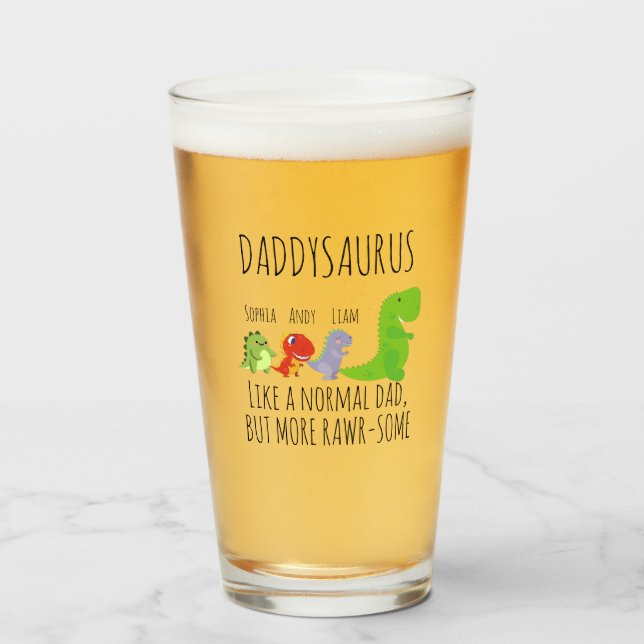 Copo De Pint Daddysaurus, um pouco estranho personalizado (Frente (Preenchido))