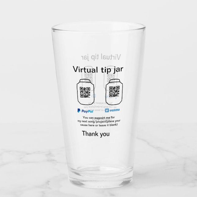 Copo De Pint Dádiva virtual jar q r código doação de moeda PayP (Frente)