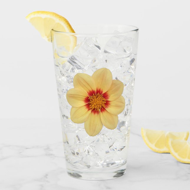Copo De Pint Dahlia Bloom Floral Amarelo (Gelo frontal)