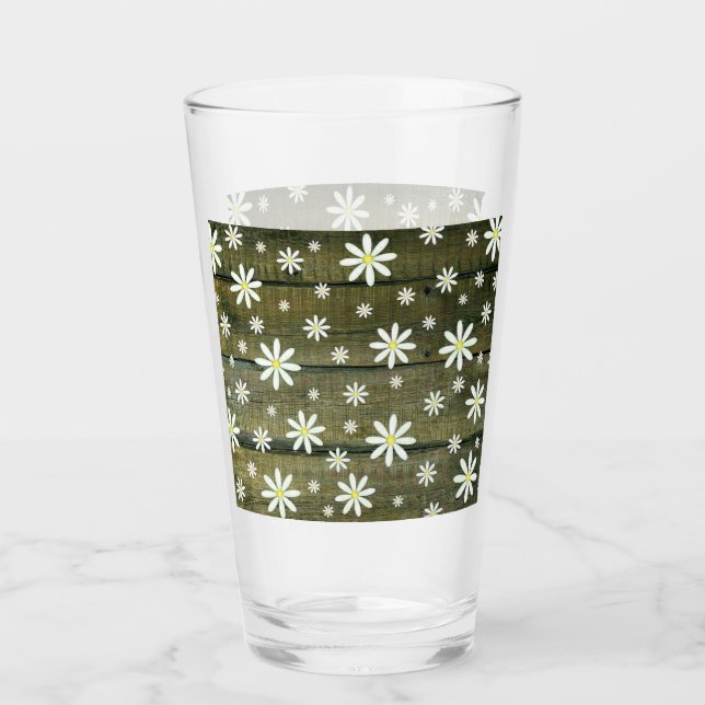 Copo De Pint Daisies Rustic Barn Conselho Daisy Flower (Frente)
