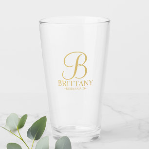 Copo De Pint Dama de honra personalizada ouro do monograma e do