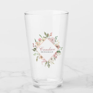 Copo De Pint Damas de Honra Rosa Floral Personalizado