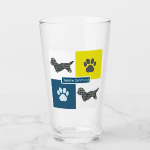 Copo De Pint Dandie Dinmont Dog Silhouette & Paw Y&B Grid