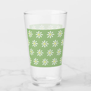 Copo De Pint Dathur Daisy Glass Tumbler (Sage Green & White)