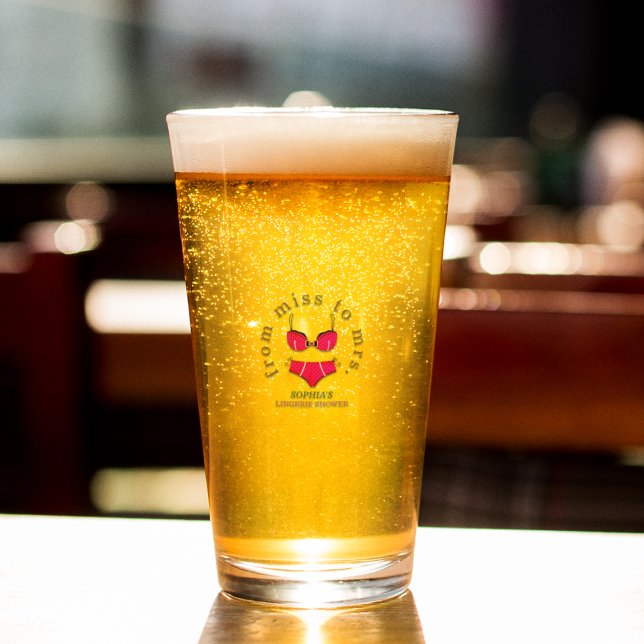 Copo De Pint De Senhorita a Senhora Roupa Íntima no Banho (Perfect glass for a lingerie shower celebration)