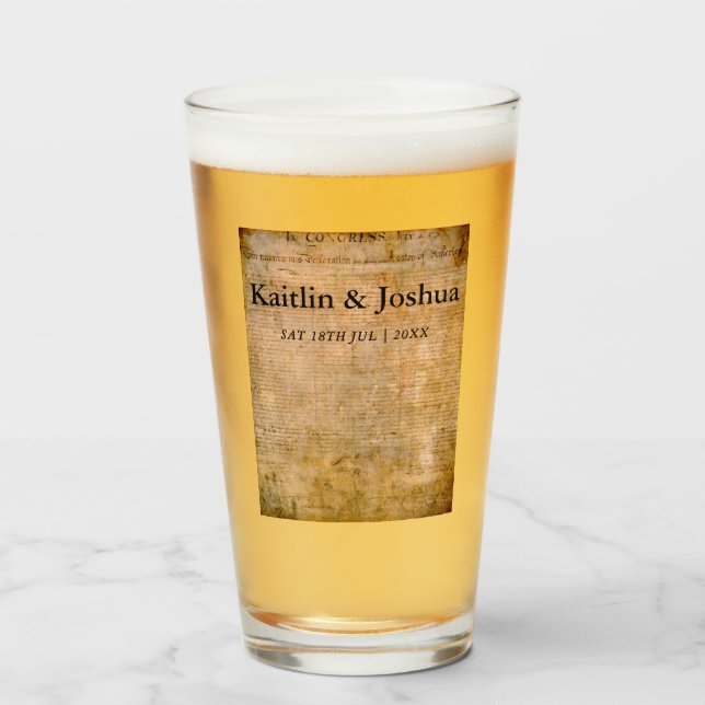 Copo De Pint Declaração de Independência 📜 1776 Vintage (Frente (Preenchido))