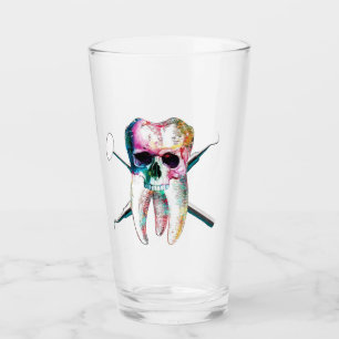 Copo De Pint Dente dentária Caveira e Ossos cruzados 16 oz agit