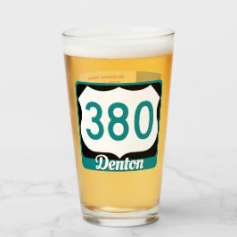 Copo De Pint Denton, Texas, e US 380, vidro de pinça