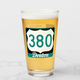 Copo De Pint Denton, Texas, e US 380, vidro de pinça