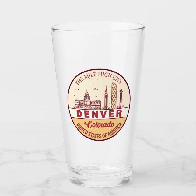 Copo De Pint Denver Colorado City Skyline Emblem (Frente)