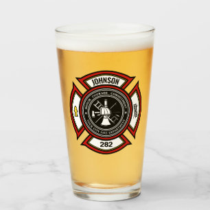 Copo De Pint Departamento de Bombeiros ADICIONE NOME Crachá de