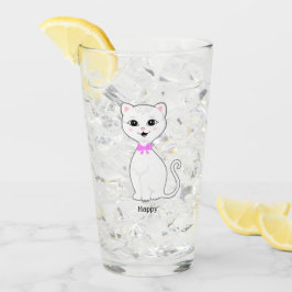 Copo De Pint Desenho de Gato Branco Feliz Fofo