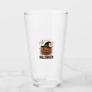 Copo De Pint Desenho de Gravura de Abóbora Feliz Halloween Vint