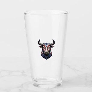 Copo De Pint Desenho de Gravura Vintage de Cabeça de Touro Patr