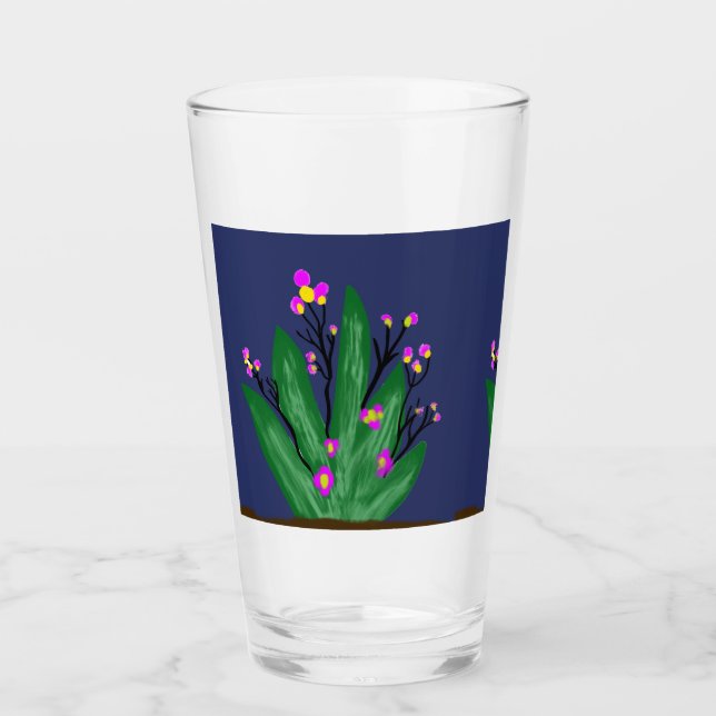 Copo De Pint Desenho de plantas de vidro (Frente)