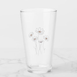 Copo De Pint desenho floral cosmos - Linha Fina Minimalista