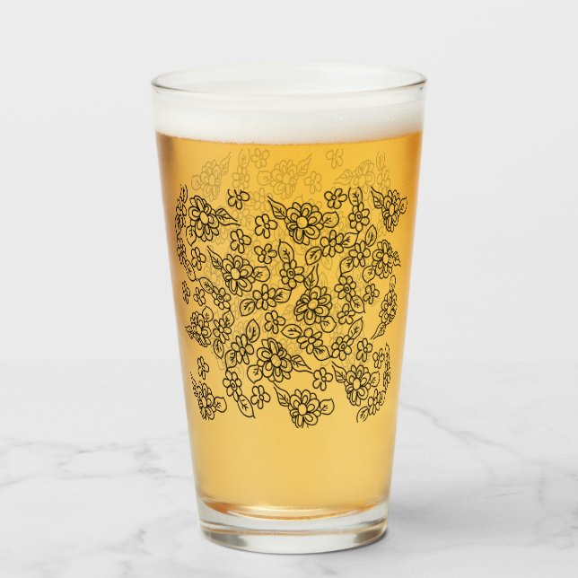 Copo De Pint Desenho floral simples (Traseira (Preenchido))