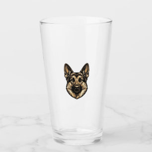 Copo De Pint Desenho Vetorial de Cão Pastor com Gravura Antiga_