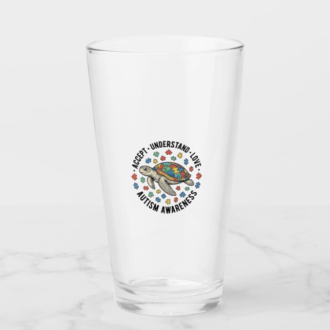 Copo De Pint Desenho Vetorial de Tartaruga de Quebra-Cabeça de  (Frente)