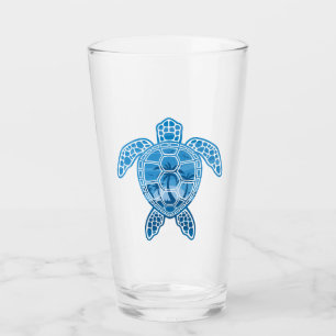 Copo De Pint Design azul de Tartaruga Marinha Tropical