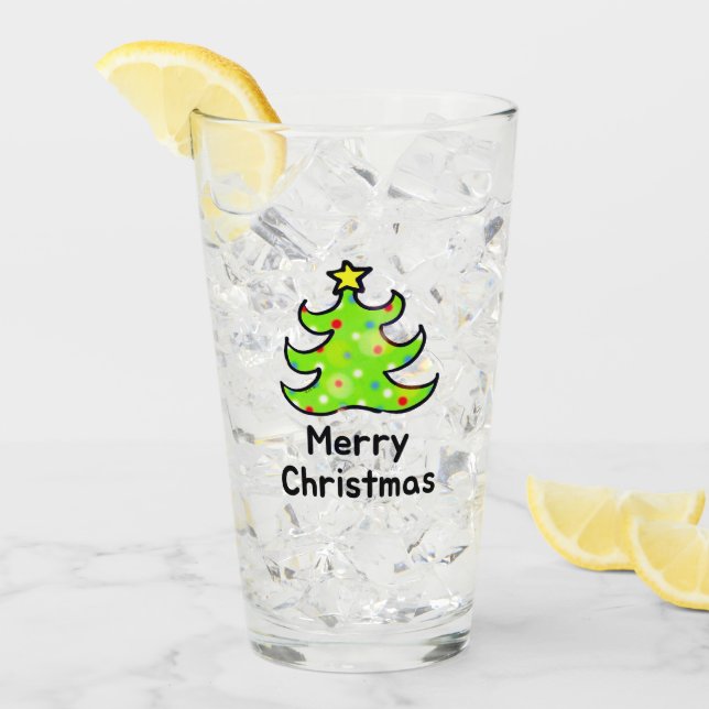 Copo De Pint Design de árvore caprichosa de Natal feliz (Gelo frontal)