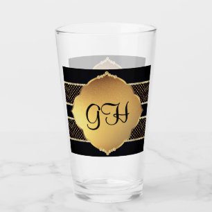 Copo De Pint Design de Banner Dourado Elegante Monograma