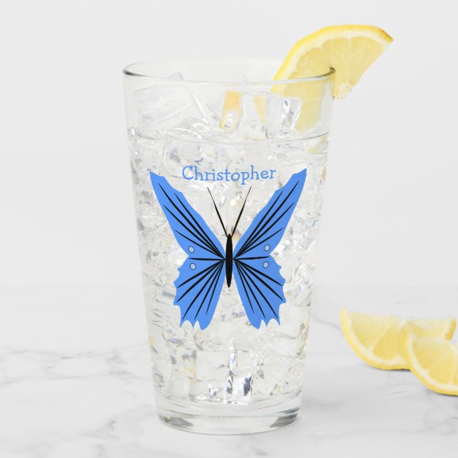 Copo De Pint Design de Borboleta Azul (Gelo traseiro)