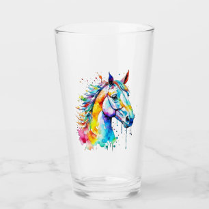Copo De Pint Design de cabeça de cavalo de coloração aquosa col