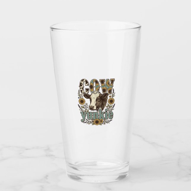 Copo De Pint Design de Casa de Campo de Girassol Yunkie de Vaca (Frente)