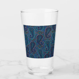 Copo De Pint Design de Damasco de Arte Gráfico de Paisley Azul