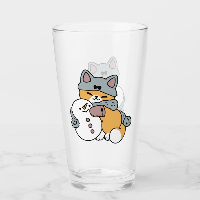 Copo De Pint Design de Feriado de Inverno de Gato Muito Diverti (Frente)