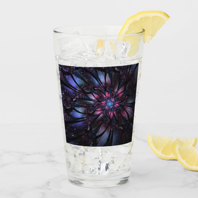 Copo De Pint design de flor fractal abstrato. (Gelo traseiro)