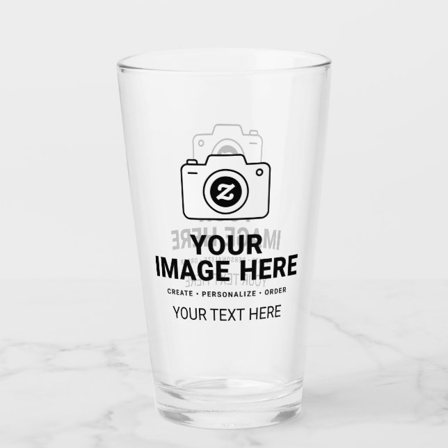 Copo De Pint Design de Foto e Texto Favorito (Frente)