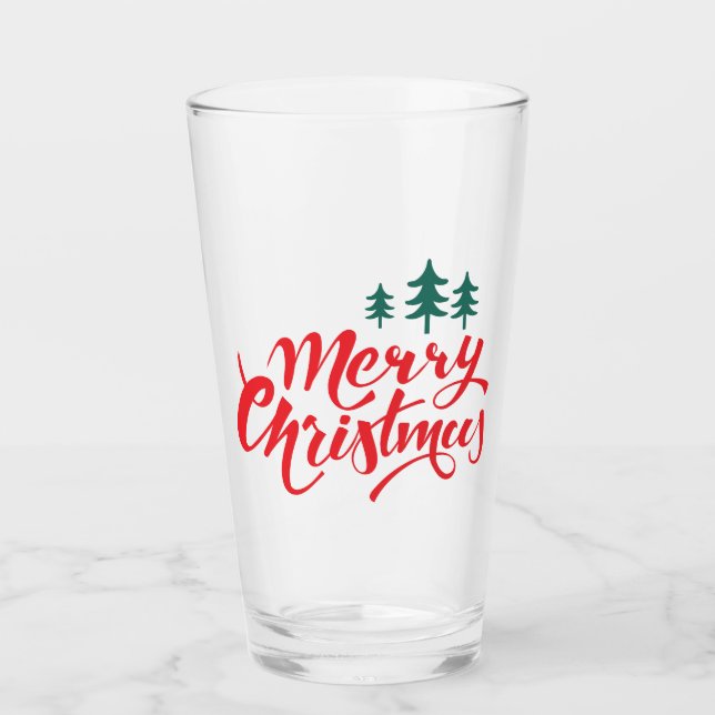 Copo De Pint Design de Natal com árvores (Frente)